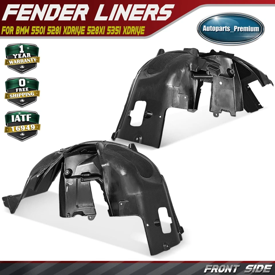 2x Forros de guardabarros interiores delanteros PP+EPDM para BMW E60 528i 535i 550i 2008 2009 2010 Foto 1 de 4