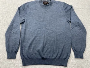 Black Brown 1826 Sweater Mens Medium Blue Heather Crew Neck Merino Wool Italy - Picture 1 of 8