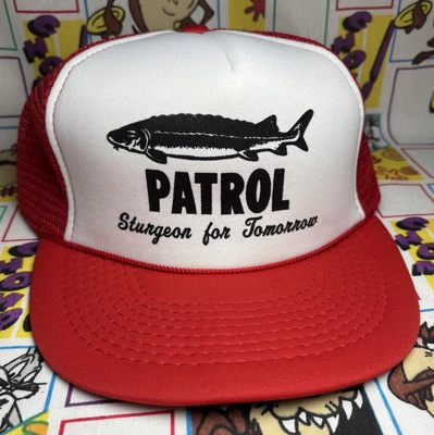Винтажная бейсболка Sturgeon For Tomorrow с рыболовной веревкой красно-белая бейсболка для дальнобойщиков  - Изображение 1 из 4