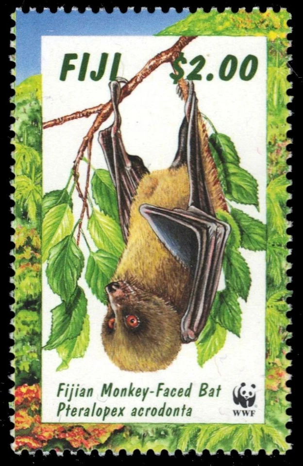 FIJI 800 (SG989) - Murciélago con cara de mono "Pteralopex acrodonta" WWF (pa78556) Foto 1 de 1