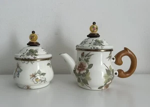Camp MacKenzie-Childs Vintage 1995 Emaillegeschirr Floral Zucker Milchkännchen Gelb - Bild 1 von 16