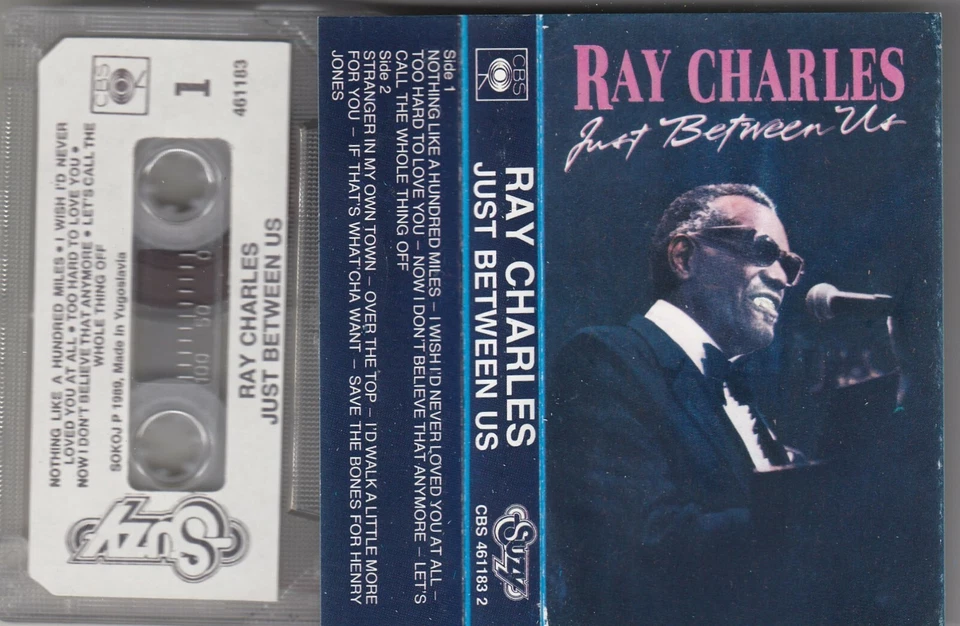 RAY CHARLES JUST BETWEEN US CASSETTE TAPE YUGOSLAVIA BLUES - Image 1 of 1