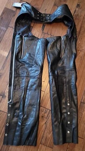 XELEMENT Advanced Motorcycle Gear Black Leather Chaps Pants Mens Sz 38 NEW 7554 - Foto 1 di 7
