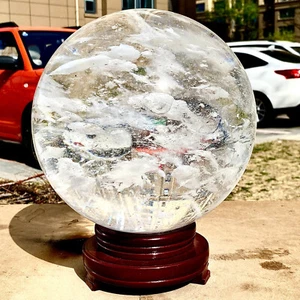 36,55 LB Sphère Quartz Transparente Fondue Quartz Blanc Cristal Boule Guérison - Photo 1/13