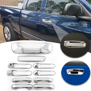 Manija cromada de 4 puertas + cubiertas de puerta trasera para Dodge Ram 1500 2500 3500 2002 03-2008 - Imagen 1 de 10