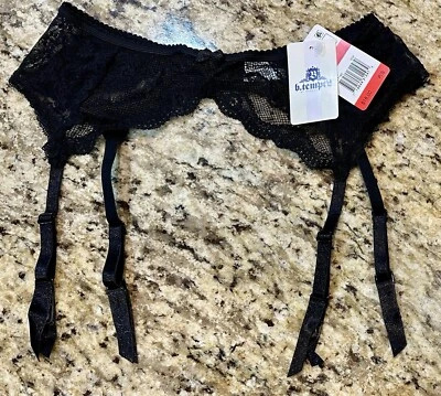 Cinturón liguero negro de encaje floral P/S B.Tempt'D para mujer nuevo con etiquetas de Wacoal Foto 1 de 4