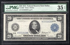 FR. 1007 1914 $20 FRN FEDERAL RESERVE NOTE DALLAS, TX PMG CHOICE VERY FINE-35EPQ - Picture 1 of 2