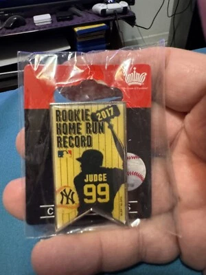 N.Y Yankees Aaron Judge 2017 Rookie Homerun Record Banner Pin MLB NOS - Image 1 of 2