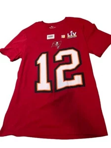 Tom Brady Tampa Bay Buccaneers Super Bowl LV 55 Nike Event T Shirt Red Sz M - Picture 1 of 5
