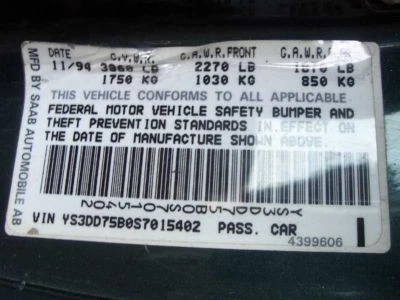 99 00 01 02 03 SAAB 9-3 LIMPIAPARABRISAS DELANTERO MOTOR CONV 507343 Foto 1 de 4