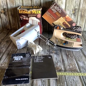 VINTAGE GENERAL ELECTRIC INSTA-MIX HAND MIXER & LIGHT N EASY IRON BOTH WORKING - Picture 1 of 12