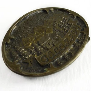 80's COLORADO State Paula Freed Belt Buckle Metal Vintage Log Cabin Mountains - Picture 1 of 7