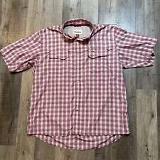 Simms Pearl Snap Shirt Mens 2XL Red Plaid Vented Fishing Outdoors Short Sleeve