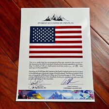 MOUNT EVEREST Genuine US Mini Flag ARTIFACT Carried to the Summit of MT 29029 FT
