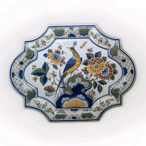 Original delft polychrome raam plate wall plate parrot design hand painted - Picture 1 of 9