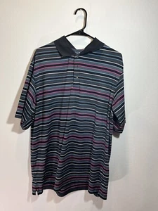 Tommy Armour Mens Dri Logic Polo Shirt Brown Size XL Short Sleeve Striped - Picture 1 of 10