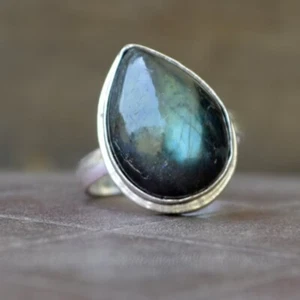 Labradorite Gemstone Ring,925 Sterling Silver,Handmade Ring,Cluster Ring,Gift - Picture 1 of 10