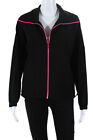 Terez Womens Front Zip Long Sleeve Mock Neck Light Jacket Black Pink Size XS