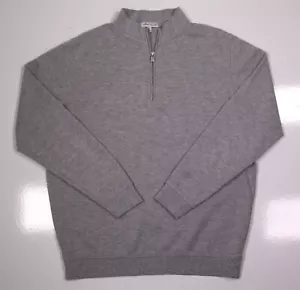 Peter Millar Gray/Black Knit Woven Merino Wool-Cashmere 1/4 Zip Front Sweater S - Picture 1 of 6