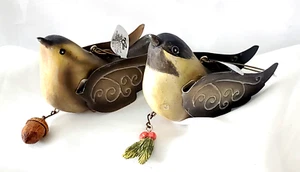 NEW CREATIVE - RESIN BIRDS W. METAL WINGS CHRISTMAS ORNAMENTS (2) - Picture 1 of 17