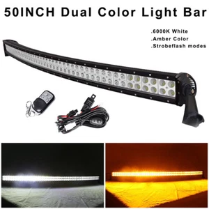 50INCH Dual Color Amber/White Strobeflash Led Light Bar Offroad & Wiring Remote - Bild 1 von 11