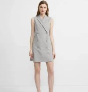 350 $ Theory zweireihiger Blazer ärmelloses Kleid grau Größe 8 Arbeitskleidung - Bild 1 von 21