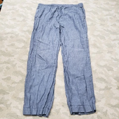 Pantalones Charter Club para mujer XL azules bolsillos cordón lino Foto 1 de 4