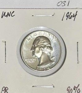1964 Uncirculated 90% Silver Washington Quarter -031 - Picture 1 of 1