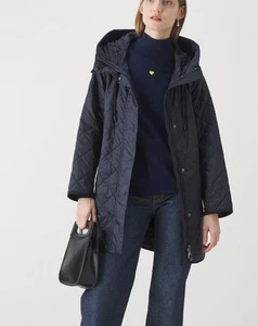 Women's Weekend Max Mara Navy Quilted Lightweight Hooded Puffer Coat Size S? - Picture 1 of 6