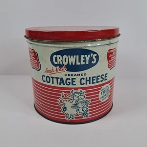 Vtg Crowley's Creamed Cottage Cheese Tin Binghamton, NY 5 lbs with Lid - Picture 1 of 15
