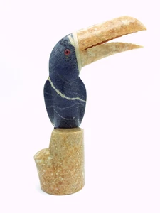 Toucan Bird Carved Marble H. 34cm Stone Figurine 2,990 Grams Semi Precious Stone - Picture 1 of 10