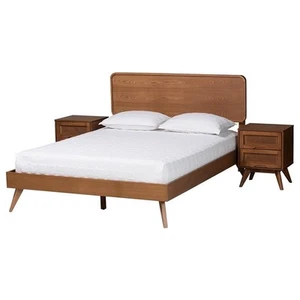 Baxton Studio Demeter Walnut Brown Finished Wood Queen Size 3-Piece Bedroom Set - Picture 1 of 13