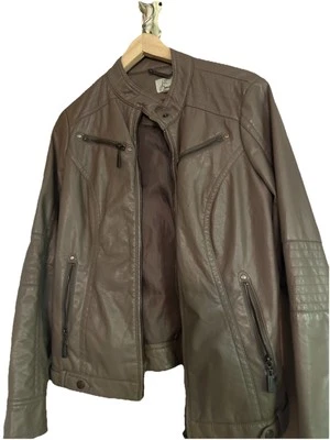 Abrigo retro Jou Jou imitación cuero topo mujer chaqueta pequeña 36” pecho años 90’s Foto 1 de 4