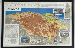 Vintage 1960s EXMOOR NATIONAL PARKS MAP Educational Poster HMSO MAP Reitz - Picture 1 of 11