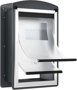 Medium Dog Door – Steel Frame, Magnetic Closure, Smoky Gray – 8.74" X 12.67" - Picture 1 of 9