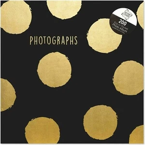 Black & Gold Polka Dots Holiday Photo Album Contiene 200 fotografías de 4 "x 6" 7547 - Imagen 1 de 2