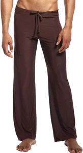 Men Soft Ice Silk Long Yoga Pants Sexy Low Rise Elastic Drawstring Sleep Bottoms - Picture 1 of 12
