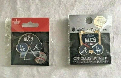 LOT OF 2 2021 NLCS CHAMPIONSHIP SERIES DUELING PIN L.A. DODGERS ATLANTA BRAVES - Image 1 of 4