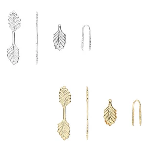6 Fold 22mm Long Leaf Shaped Glue On Bail Jewelry Findings for Charms Pendants - Picture 1 of 3
