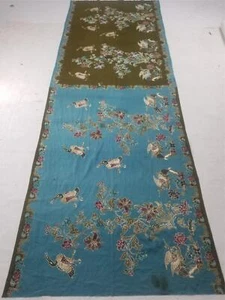 Vintage Indonesian Crane & Floral Design Batik Cotton Textile 298x104cm - Picture 1 of 13