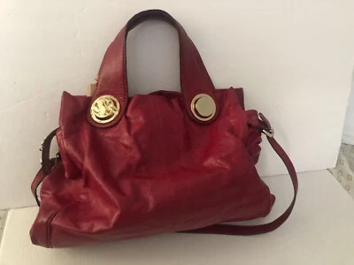 Bolso Cartera de Hombro Grande de Cuero Rojo Tarsia GUSTTO Bolsillos Dorado C1 Foto 1 de 4