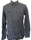 Men's Shirt Long Sleeve Cotton Grey MEDIUM Striped FIRETRAP Spencer