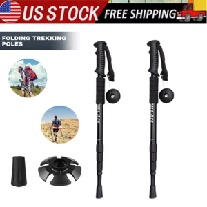 2 Pack Trekking Poles Collapsible Hiking Poles Adjustable Aluminum Hiking Sticks - Picture 1 of 12