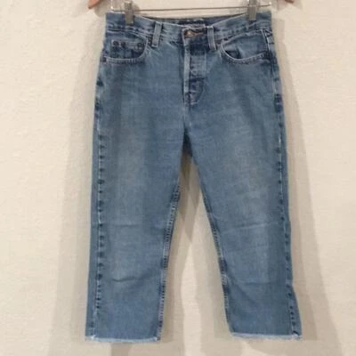 Pantalones de mezclilla capri recortados con dobladillo deshilachado talla 2 London Jean de algodón Foto 1 de 4