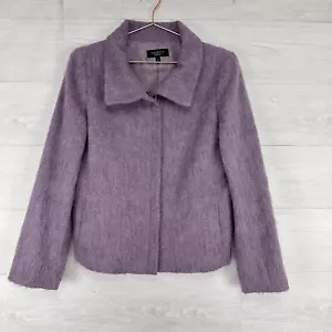 Talbots Blazer Lady Jacket Women Size 8 Full Zip Purple Wool Alpaca Mohair - Picture 1 of 16