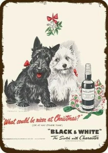 1949 B&W Whisky & Westie & Scotty Dog Mistletoe DECORATIVE REPLICA METAL SIGN - Picture 1 of 1