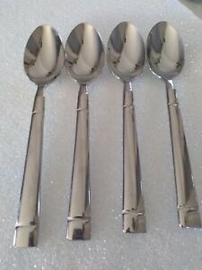 4 Kate Spade Lenox Fair Harbor 18/10  Glossy Stainless Soup Spoons 