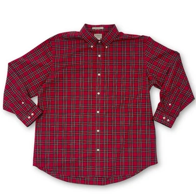 Camisa LL Bean Para Hombre XL Roja Cuadros Mini Tartán Ajuste Tradicional Sin Arrugas 500539 Foto 1 de 3
