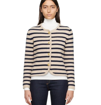 Rag & Bone Beige/Navy Striped Nancy Cardigan Sweater Size XS - Image 1 of 4