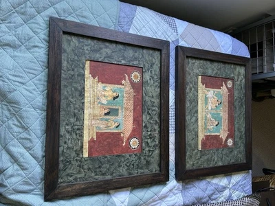 Pinturas modernas de marco de madera inspiradas en frescos indios/sri lanka Jain Kandyan (2) Foto 1 de 4